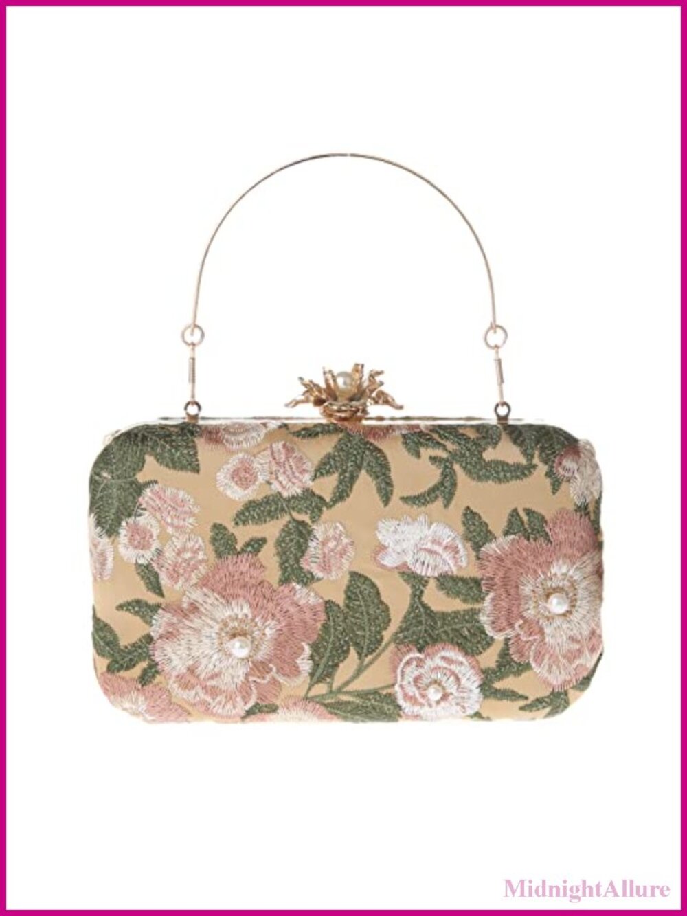 Vintage Floral Embroidery Clutch Evening Handbag Silk Satin Purse Wedding Party